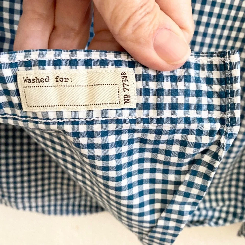 J Crew Slim Fit Stretch Gingham Button Down Shirt Mens XL Green White 98% Cotton